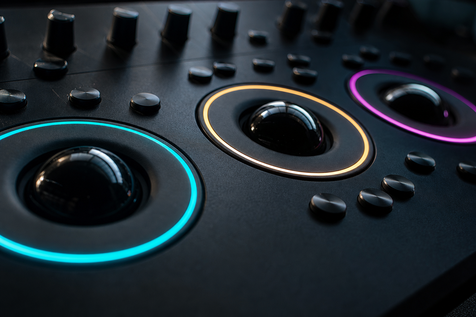 Pannello di controllo del colorist con trackball illuminate